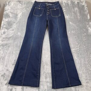 Flamingo Jeans Women's Size 26 High Rise Flare Dark Button Fly Front‎ Pockets